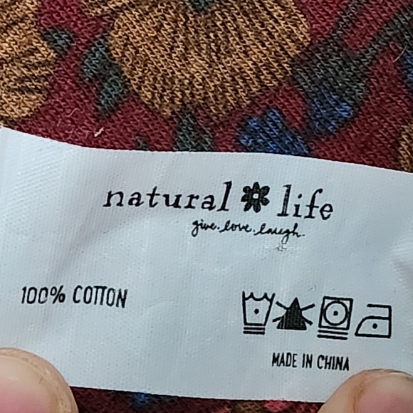 NATURAL LIFE Christa Knit Maxi Dress Womens XL Cranberry Floral Boho 100% Cotton - Picture 11 of 11